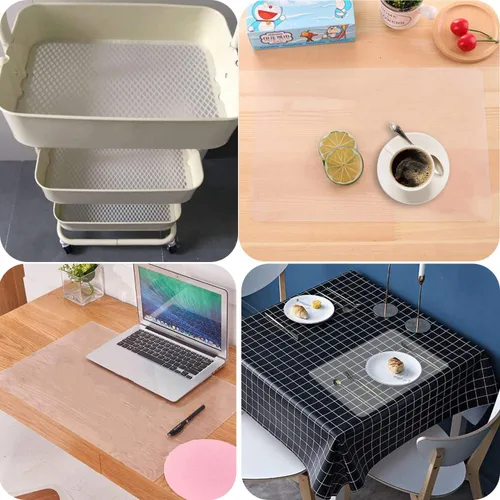 Vista 7 de Manteles individuales de plástico para mesa de comedor, manteles individuales translúcidos, 8 piezas resistentes al calor, lavable para comedor