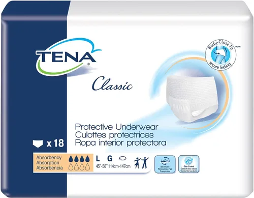 Vista 2 de TENA Ropa interior protectora clásica, absorción moderada, grande, 18 unidades Desechable, Incontinencia