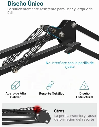 Vista 2 de InnoGear Soporte de micrófono, juego de soporte de micrófono ajustable para Blue Yeti Nano Suspension Boom Soporte de brazo de tijera con tornillo