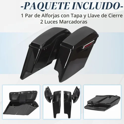 Vista 6 de ECOTRIC - Alforjas rígidas extendidas de 5 pulgadas para maletero, compatibles con todos los modelos Harley Davidson Road King Glide Softail Touring