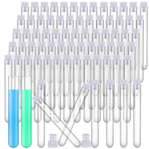 Vista 9 de Xuhal Paquete de 200 tubos de ensayo de plástico de 12 x 100 mm, 12 ml, tubos de laboratorio para pruebas de temática científica, suministros