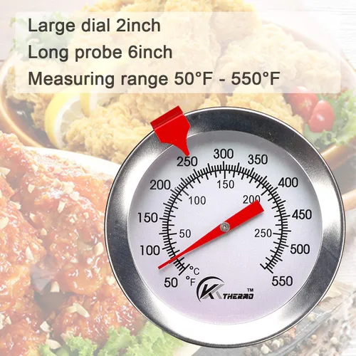 Vista 3 de KT THERMO - Termómetro de freír profundo con lectura instantánea, termómetro de dial, termómetro de carne para cocinar con pincho de acero