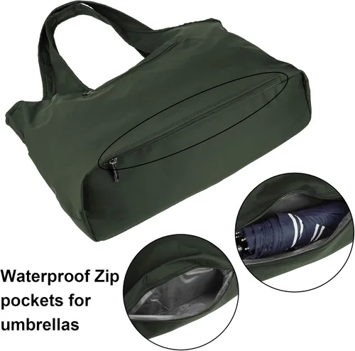 Vista 5 de ZOOEASS - Bolso grande de hombro para mujer, impermeable, multifunción, de nailon, para viaje