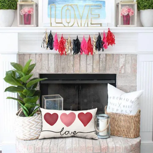 Vista 5 de DFXSZ Fundas de almohada para el día de San Valentín de 12 x 20 pulgadas, diseño de corazón rosa, para el día de San Valentín, fundas de almohada