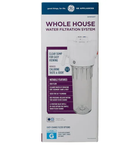 Vista 8 de GE Sistema de filtración de agua para toda la casa y filtro básico Reduce los sedimentos, el óxido y más Kit de instalación y accesorios
