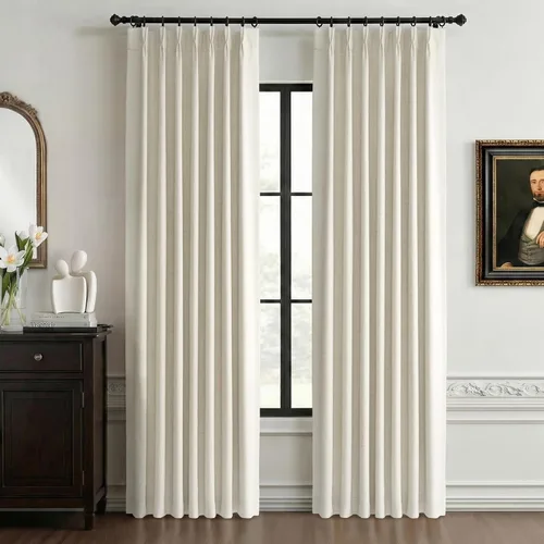 Vista 16 de 100% Blackout Shield Cortinas opacas con textura y aspecto de lino de 72 pulgadas de largo, juego de 2 paneles de cortinas opacas de lino sintético