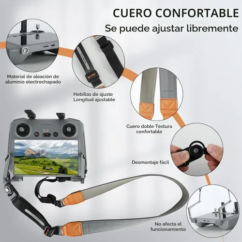 Vista 3 de Cordón de cuello para RC y RC 2 y RC Pro, para DJI Flip, DJI Air 3S/Air 3, Mini 4 Pro, 2S, Mini 3/3 Pro Correa de cuello portátil con control