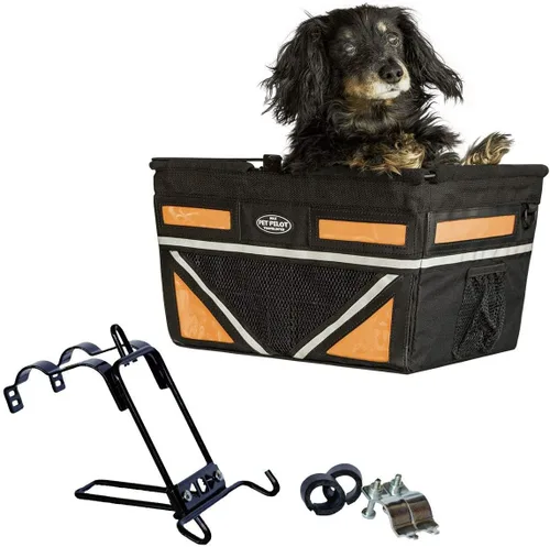 Vista 8 de Pet-Pilot MAX - Cesta de bicicleta para perro, 8 opciones de color para tu bicicleta (plata/gris)
