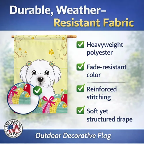 Vista 556 de Caroline's Treasures BB1923GF Bandera decorativa para jardín con diseño de Border Collie, para caza de huevos de Pascua, para jardín, jardín, patio