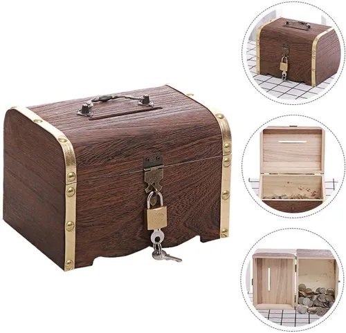 Vista 4 de Juego de pecho de metal vintage, caja pirata de estilo europeo con cerradura y llave, caja de regalo para niñas, mujeres y mujeres, talla L