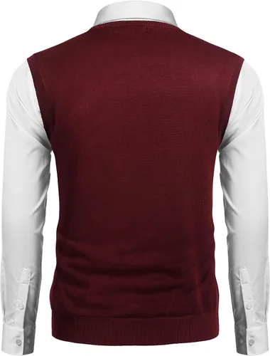 Vista 4 de COOFANDY Men's Sleeveless V Neck Pullover Sweater Slim Fit Casual Argyle Vest Sweaters