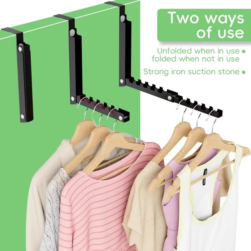 Vista 3 de Ganchos para colgar ropa, extendidos sobre la puerta con 10 crestas, ahorro de espacio sobre el estante de la puerta, ganchos de puerta para colgar