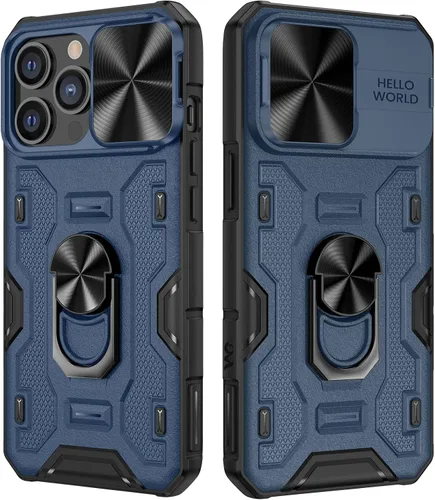 Vista 12 de VEGO - Funda para iPhone 14 Pro Max, funda con función atril para iPhone 14 ProMax, color negro Slide Camera Cover
