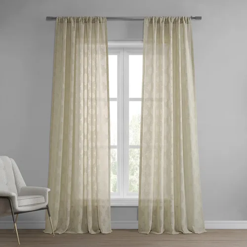 Vista 11 de HPD Half Price Drapes Cortinas transparentes de lino estampado para sala de estar 50 X 84 (1 panel), SHCH-11701-84, Calais Tile