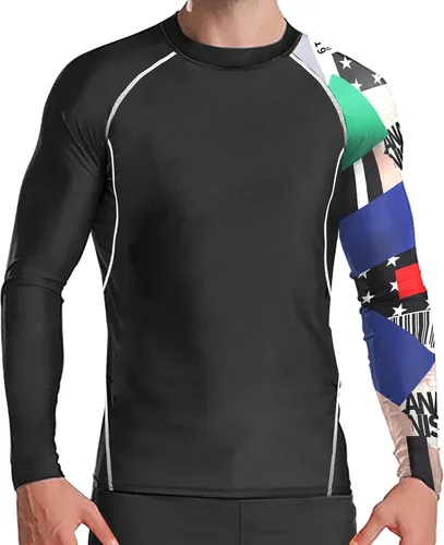 Vista 4 de Camiseta de protección solar UPF 50+ para hombre, manga larga, BJJ Jiu Jitsu, fitness, correr, pesca, natación