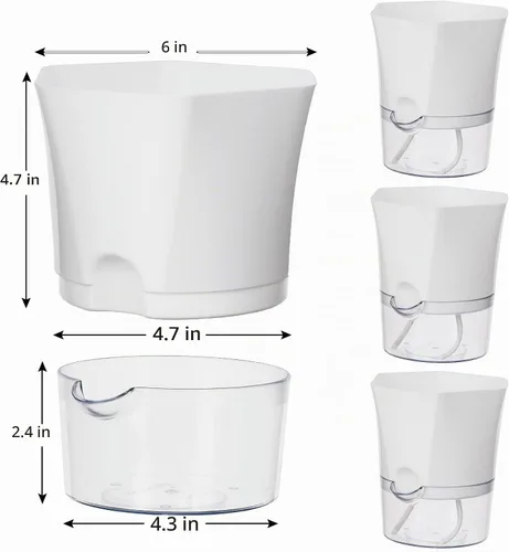 Vista 2 de Macetas de Riego Automático KIMCHOMERSE, Macetas de 6 Pulgadas para Orquídeas, Pack de 3 Macetas para Flores, Macetas para Plantas