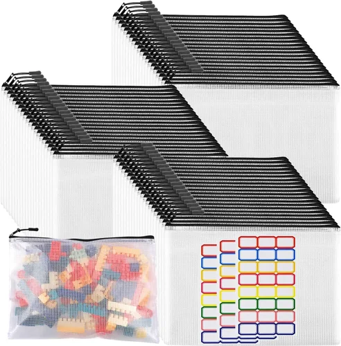 Vista 7 de 24 bolsas de malla con cremallera, bolsas de almacenamiento de rompecabezas, A3 de 17 x 12 pulgadas, grandes bolsas reutilizables con cremallera