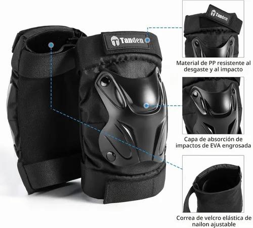 Vista 3 de Tanden Equipo de Protección para Patinaje Rodilleras y Coderas Protectores de Muñeca para Patinaje sobre Ruedas Monopatín, Almohadillas de Patinaje
