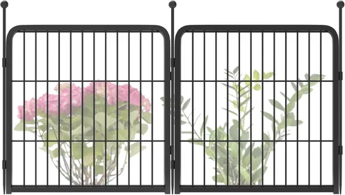 Vista 87 de FXW Valla de jardín al aire libre para el patio, 17 pulgadas de alto x 29.3 pies de largo, barrera de metal resistente para animales, para perros
