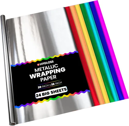 Vista 19 de Hygloss Products - Papel de aluminio metálico brillante, hojas de 20 x 26 pulgadas para artes, manualidades y envoltura de Navidad