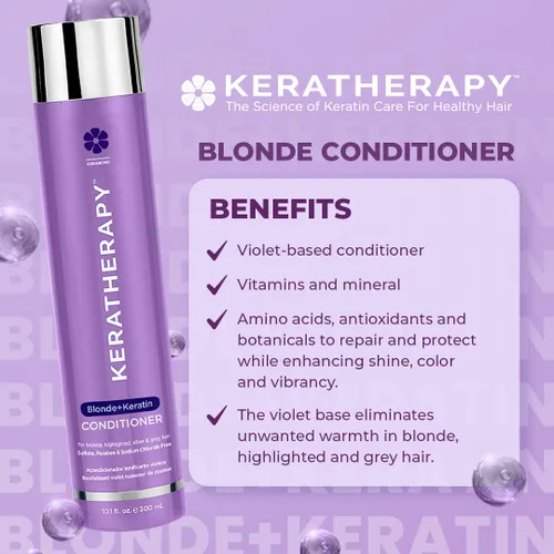 Vista 2 de KERATHERAPY Acondicionador tonificante violeta totalmente rubio con infusión de queratina, 10.1 onzas líquidas, 10.1 fl oz – Terapia de queratina