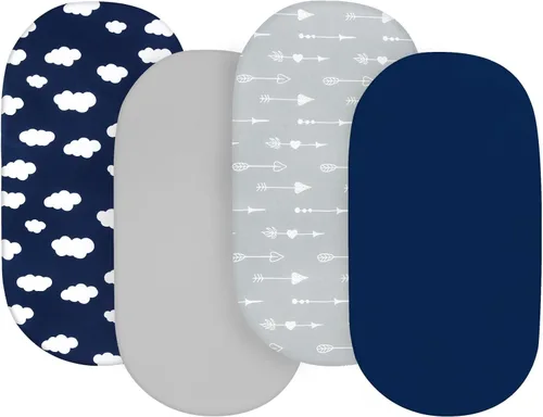 Vista 11 de Juego de 4 sábanas de moisés para bebé, compatibles con 4moms Mamaroo, Regalo y Chicco Close to You Baby Bassinet, ultra suaves y agradables al