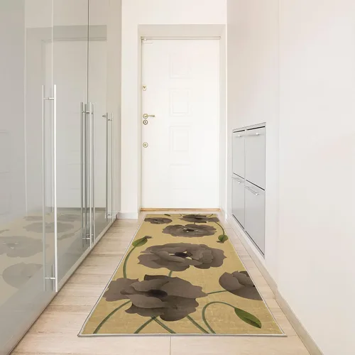 Vista 2 de Ambesonne Alfombra decorativa floral, flores de amapola, pétalos vivos, brotes de pureza pastoral, diseño de madre tierra, naturaleza, alfombra