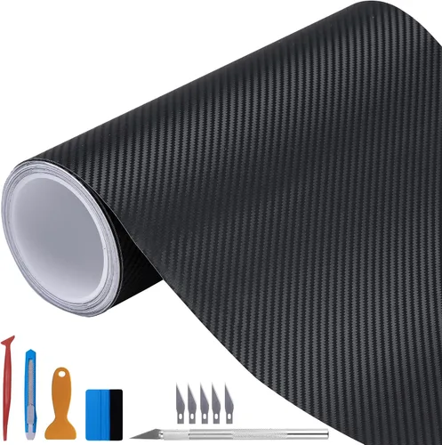 Vista 13 de LZLRUN Envoltura de vinilo de fibra de carbono 5D - Calificada para uso al aire libre y en automóviles - 1 pie x 5 pies Incluye espátula y aplicador