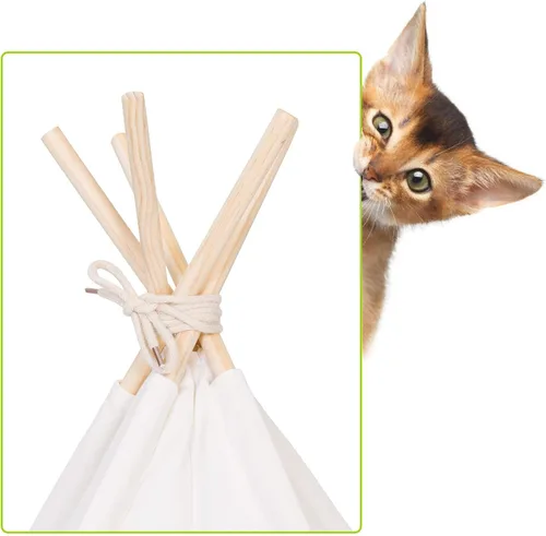 Vista 5 de Pet Teepee Tent for Dogs, Cats & Rabbits Washable Pet House with Removable Cushion & Interactive Blackboard for Puppy Indoor Dog Cat Bed