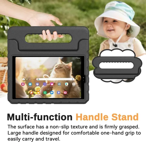 Vista 5 de Funda para tablet Walmart Onn de 8 pulgadas para tableta Gen 4 2024 Modelo: 100135923, funda a prueba de golpes para niños con soporte de mango Negro