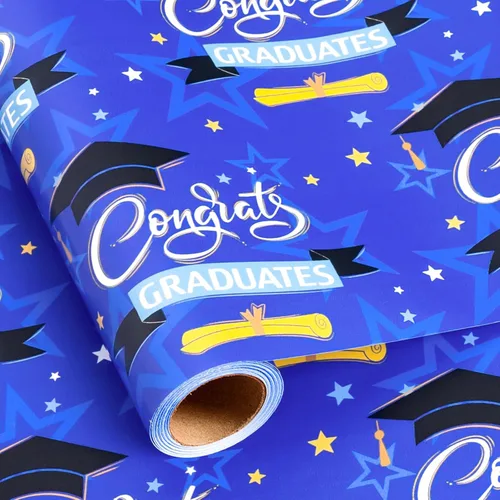 Vista 12 de Garbendy Papel de regalo de cumpleaños – Mini rollo – 17 pulgadas x 16.5 pies – Coloridas letras felices en papel azul papel de regalo perfecto