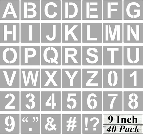 Vista 15 de Plantillas de letras y números del alfabeto de 3 pulgadas, paquete de 40 plantillas de letras y números con letreros para pintar sobre madera