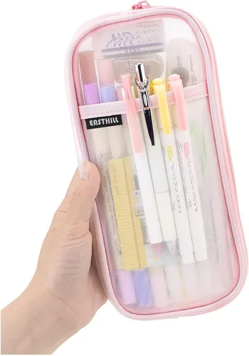 Vista 11 de EASTHILL - Estuche para lápices de malla con cremallera. Transparente para uso como bolsa de maquillaje, de cosméticos o multiusos, para la escuela