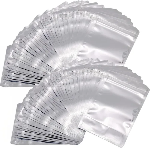 Vista 12 de Ellbest 100 bolsas de plástico resellables de aluminio Mylar de aluminio, bolsas de almacenamiento plateadas, bolsas de almacenamiento herméticas