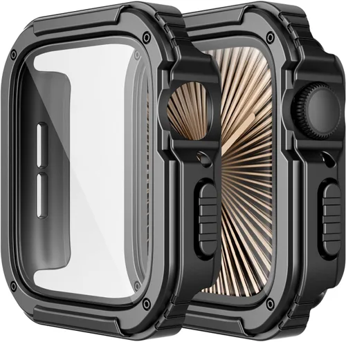 Vista 20 de Adepoy Paquete de 2 fundas resistentes compatibles con Apple Watch de 1.496 pulgadas Series 3/2/1 con protector de pantalla de vidrio templado