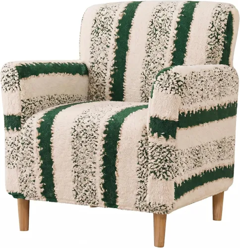 Vista 24 de LiveGo - Funda elástica para sillón de mediados de siglo moderno de 1 pieza, fundas de acento de jacquard para silla con brazos, fundas impermeables