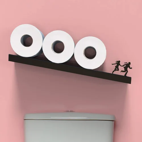 Vista 2 de Artori - Estante flotante de papel higiénico – Decoraciones de pared de baño, soporte de papel higiénico de pared inclinado, organizador