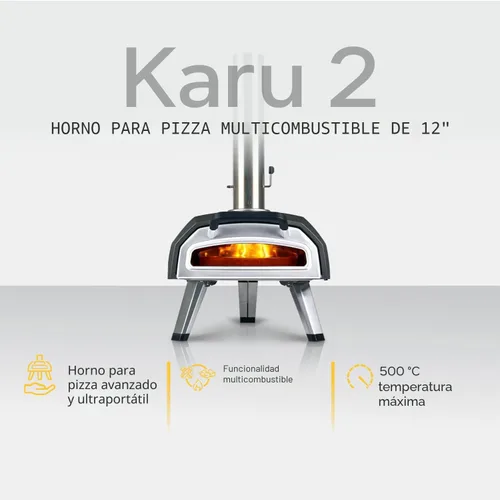Vista 3 de Ooni Karu 2 Horno de Pizza al Aire Libre Multi-Combustible - Horno de Pizza al Aire Libre de Madera y Gas con Piedra para Pizza y Termómetro