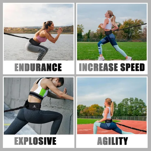 Vista 5 de Banda elástica de resistencia Pseudois, banda de entrenamiento para correr, fuerza de velocidad, equipo de baloncesto y fútbol para mejorar