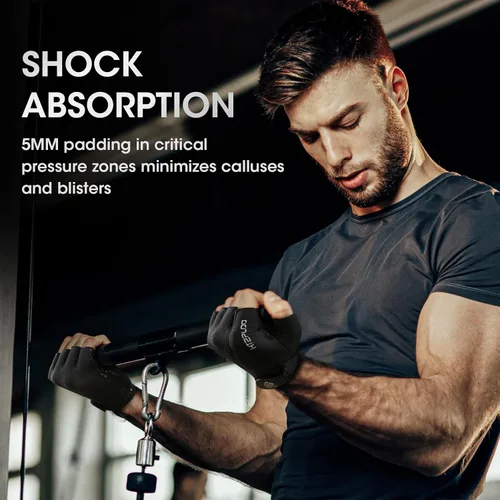 Vista 2 de Guantes de entrenamiento para hombres y mujeres, guantes de levantamiento de pesas para ejercicio, entrenamiento de gimnasio, fitness, transpirables
