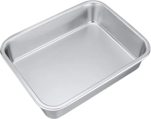 Vista 2 de TeamFar Sartén rectangular para tartas y brownies, de acero inoxidable, para lasaña, 8 x 10 x 3 pulgadas, libre de óxido y no tóxico, fácil