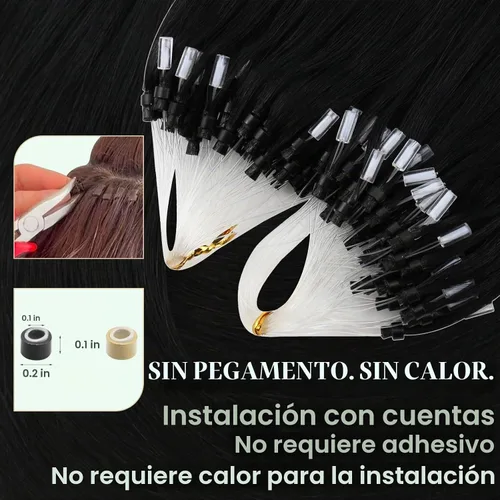 Vista 5 de Ugeat - Extensiones de cabello humano con microanillo, 14 pulgadas, extensiones de cabello Remy con microcuentas de 1 gm/hebra, 50 gms, extensiones