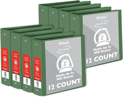 Vista 13 de BAZIC Products Carpeta de 3 anillos de 3 pulgadas, organizador de anillos en D inclinados, color negro, capacidad para 600 hojas de papel