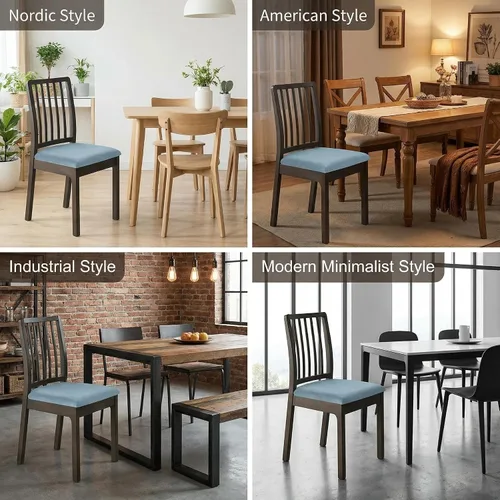 Vista 7 de Deisy Dee Fundas de asiento de terciopelo para sillas de comedor, juego de fundas para sillas de comedor (4, azul bebé)