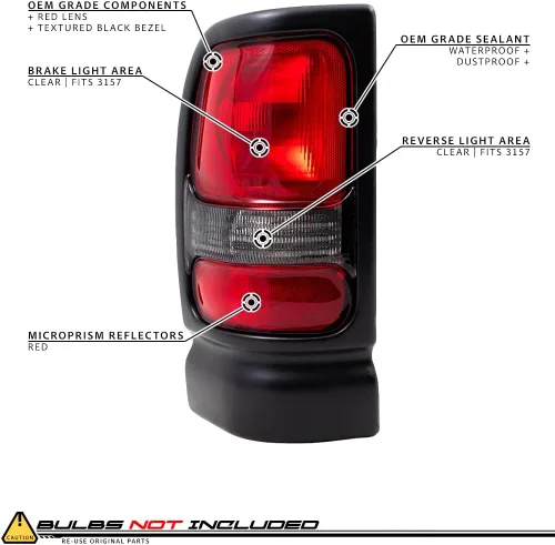 Vista 8 de EPIC LIGHTING Juego de faros delanteros de repuesto estilo OE para luces traseras de esquina, compatible con Dodge 94-02 Ram 1500 02 Ram 2500 3500