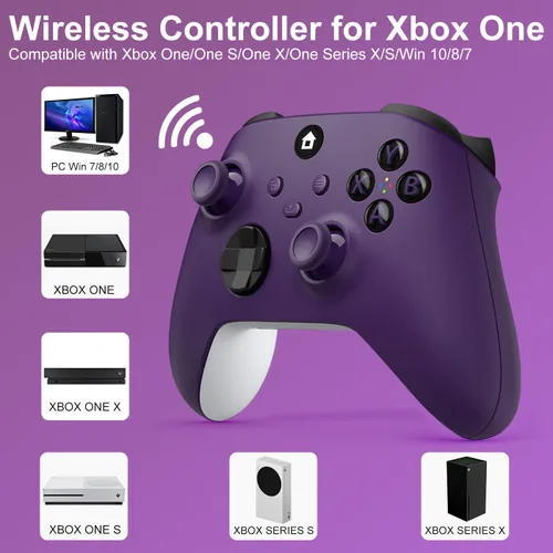 Vista 2 de ADHJIE Xbox One Controller, 2.4GHz Wireless Controller Compatible with Xbox One/One S/One X/Xbox Series S/X/PC with 3.5mm Headphone Jack, Purple