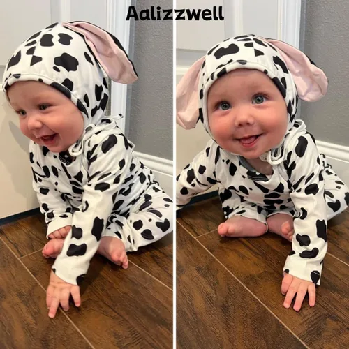 Vista 2 de Aalizzwell Ropa de Halloween para bebés recién nacidos, traje de dálmatas