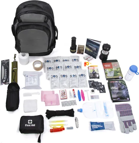 Vista 7 de Solo Series Complete - Kit de supervivencia de 72 horas para 1 persona con alimentos, agua, guía de emergencia, mochila negra y equipo esencial