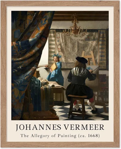 Vista 35 de Poster Master Póster vintage Johannes Vermeer – Impresión de pintura de vista retro de Delft – Vista del arte de Delft – Regalo para hombres
