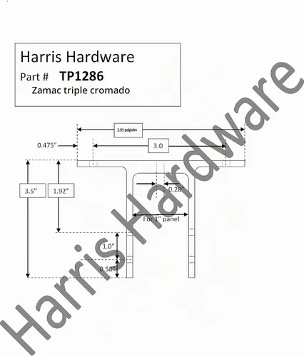 Vista 3 de Harris Hardware TP1286 Cast Zamac - Soporte de pantalla para orinal de 2 orejas para paneles de 1